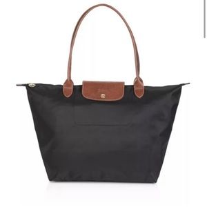 Long Champ LePliage Shoulder Tote Women’s Large Black Nylon Handbag Lightweight